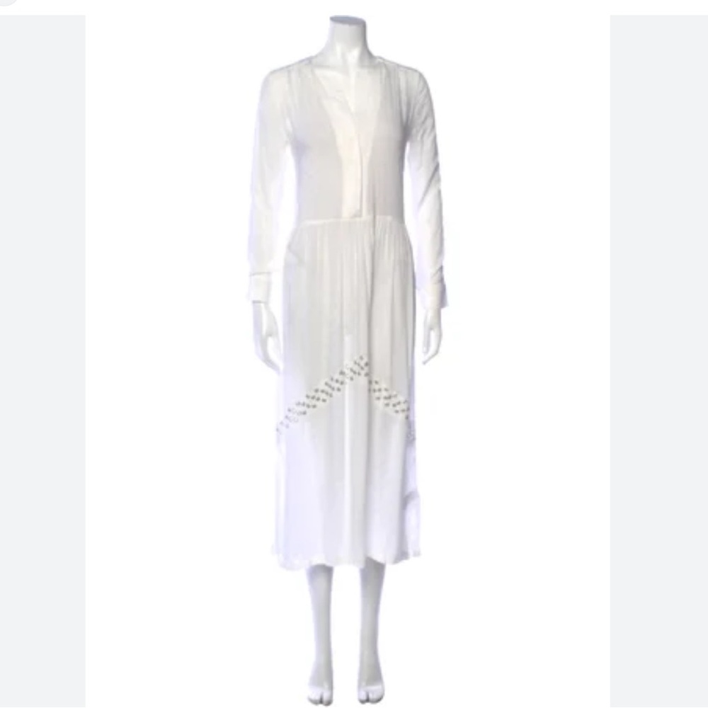 Sandro Sheer White Dress with Grommet Detail S